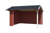 Gartenhaus Unterstand KIRIAN 300; 380 x 300 cm; 28 mm Blockbohlen; SCHWEDENROT lackiert