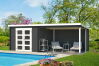 Gartenhaus NOVIA PLUS 600 x 275 cm, 28 mm, natur / farbig
