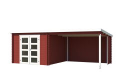 Gartenhaus NOVIA PLUS; 600 x 275 cm; 28 mm Blockbohlen; SCHWEDENROT lackiert
