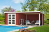 Gartenhaus NOVIA PLUS; 600 x 275 cm; 28 mm Blockbohlen; SCHWEDENROT lackiert