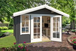Gartenhaus ROBIN 280; 330 x 280 cm; 28 mm Blockbohlen; CARBON GRAU lackiert