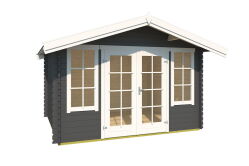 Gartenhaus ROBIN 280; 330 x 280 cm; 28 mm Blockbohlen; CARBON GRAU lackiert