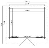 Gartenhaus ROBIN 280; 330 x 280 cm; 28 mm Blockbohlen; CARBON GRAU lackiert