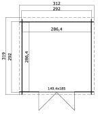 Gartenhaus SACRAMENTO 292 x 292 cm, 28 mm,  natur / farbig