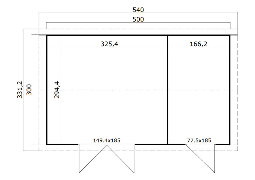 Gartenhaus TUVALU XL 500 x 300 cm, 28 mm,  natur / farbig
