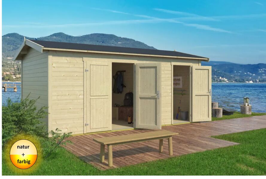 Gartenhaus TUVALU XL 500 x 300 cm, 28 mm,  natur / farbig