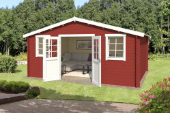 Gartenhaus UDO 300; 480 x 300 cm; 28 mm Blockbohlen; SCHWEDENROT lackiert