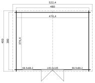 Gartenhaus UDO 380; 480 x 380 cm; 28 mm Blockbohlen; LICHT GRAU lackiert