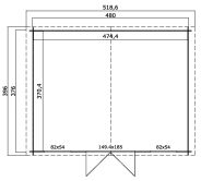 Gartenhaus WASHINGTON 480 x 376 cm, 28 mm, natur / farbig