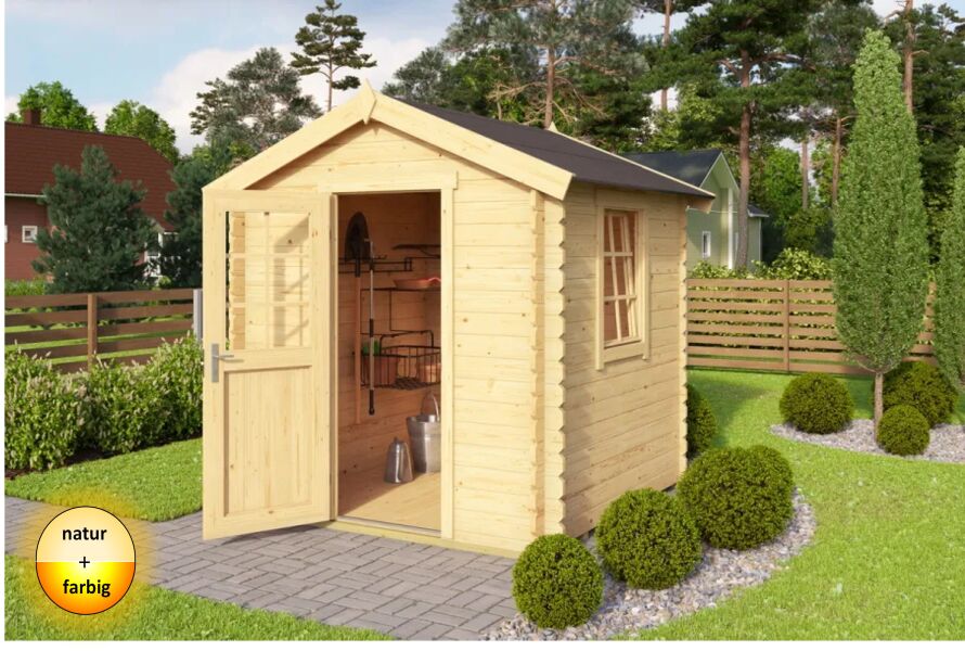 Gartenhaus WELS 1 - 200 x 200 cm, 28 mm,  natur / farbig