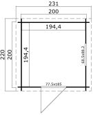 Gartenhaus WELS 1; 200 x 200 cm; 28 mm Blockbohlen; LICHT GRAU lackiert