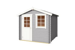 Gartenhaus WELS 2; 230 x 230 cm; 28 mm Blockbohlen; LICHT GRAU lackiert