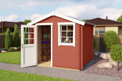 Gartenhaus WELS 2; 230 x 230 cm; 28 mm Blockbohlen; SCHWEDENROT lackiert