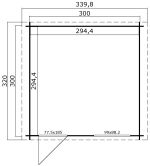 Gartenhaus WELS 3; 300 x 300 cm; 28 mm Blockbohlen; LICHT GRAU lackiert