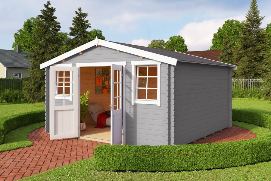 Gartenhaus WELS 4 - 390 x 390 cm, 28 nn,  natur / farbig