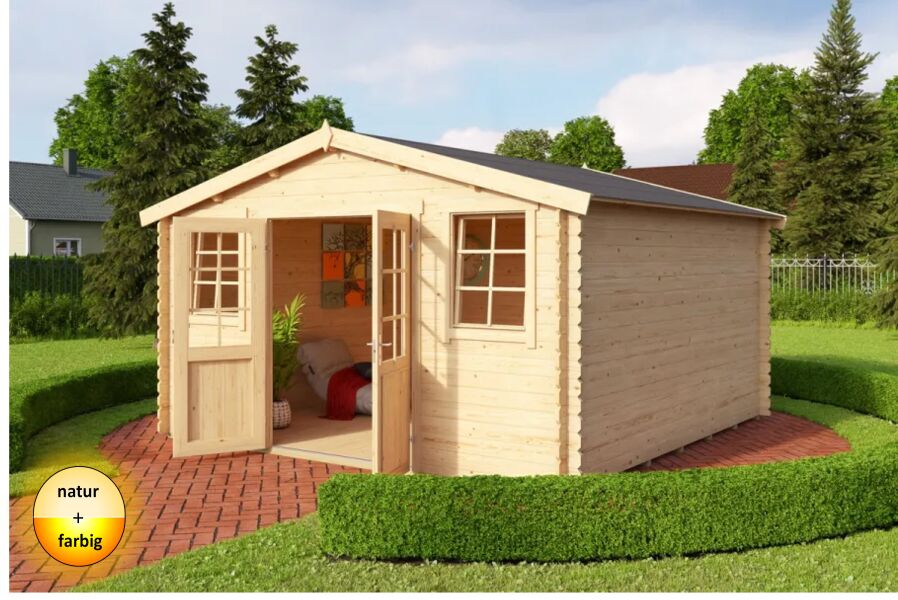 Gartenhaus WELS 4 - 390 x 390 cm, 28 nn,  natur / farbig