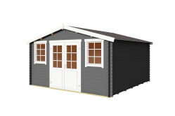 Gartenhaus WELS 4; 390 x 390 cm; 28 mm Blockbohlen; CARBON GRAU lackiert