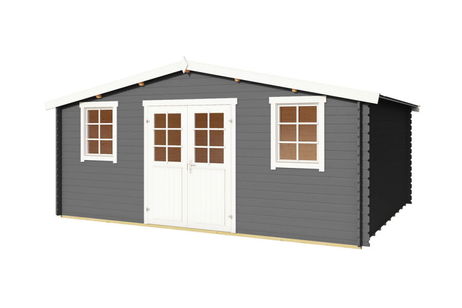 Gartenhaus WELS 5; 510 x 400 cm; 28 mm Blockbohlen; CARBON GRAU lackiert