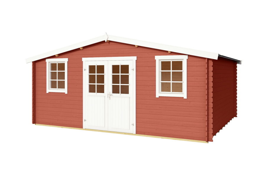 Gartenhaus WELS 5; 510 x 400 cm; 28 mm Blockbohlen; SCHWEDENROT lackiert