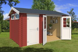 Gartenhaus WILLIAM; 380 x 250 cm; 28 mm Blockbohlen; SCHWEDENROT lackiert