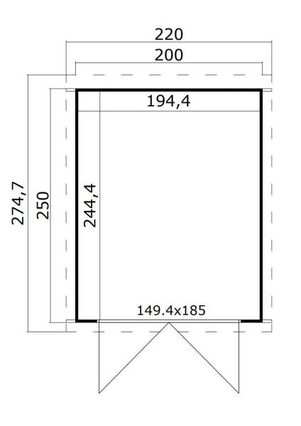Gartenhaus ZAMBEZI 2 - 200 x 250 cm, 28 mm,  natur / farbig