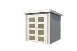 Gartenhaus ZAMBEZI 2; 200 x 250 cm; 28 mm Blockbohlen; LICHT GRAU lackiert