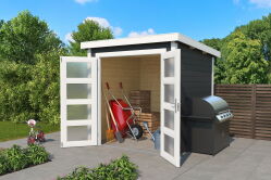 Gartenhaus ZAMBEZI 2; 200 x 250 cm; 28 mm Blockbohlen; CARBON GRAU lackiert
