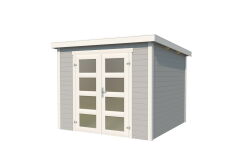Gartenhaus ZAMBEZI 3; 250 x 200 cm; 28 mm Blockbohlen; LICHT GRAU lackiert
