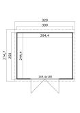 Gartenhaus ZAMBEZI 6 - 300 x 250 cm, 28 mm, natur / farbig