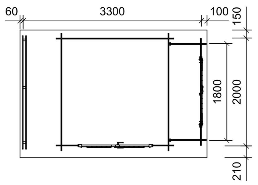 Multifunktionshaus VILANO 3; 200(330) x 218 cm; inkl. Boden, Schleppdach und Anbauschrank; 18mm Blockbohle