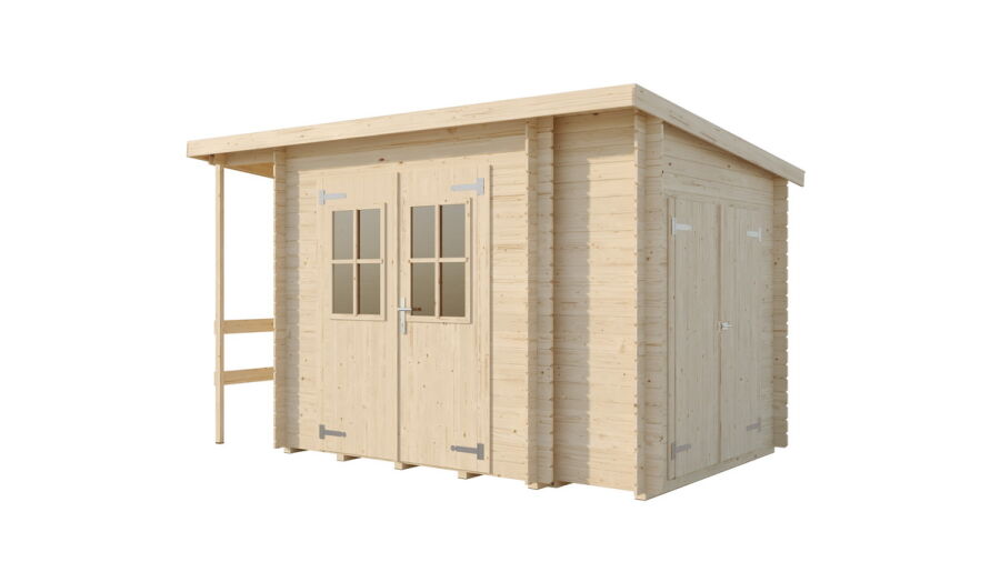 Multifunktionshaus VILANO 3; 200(330) x 218 cm; inkl. Boden, Schleppdach und Anbauschrank; 18mm Blockbohle