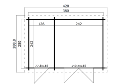 Gartenhaus BELMONT 1 PLUS 40mm, 380x250 cm (L), 40mm...