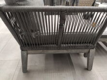Lounge-Gruppe Lounge Sofa Set "Delta" grau Alu/Akazienholz/Polyrope inkl. Kissen