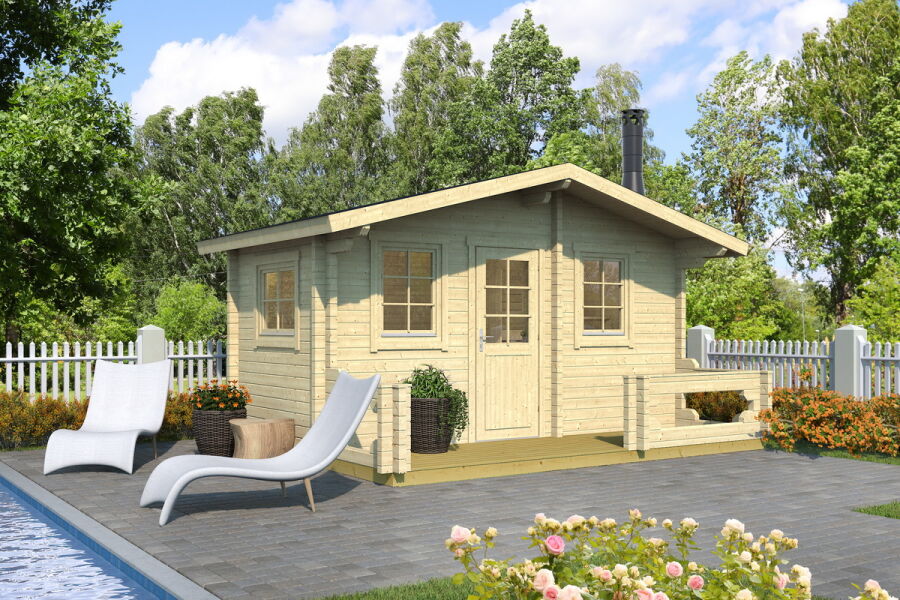 4744319017927 - Tene Saunahaus Außensauna SAUNA PIHA-TUURI 15 (mit Liege) 70mm inkl 28mm Boden