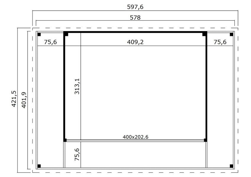 Lasita Maja Premium Gartenhaus DOMEO 4 LOGGIA ISO Natur/Anthrazit; 578 x 402 cm; 44 mm Doppelnut; inklusive Boden