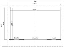 Gartenhaus SUSSEX 2 ISO; 590x380cm; 44mm Doppelnut; inkl. Boden