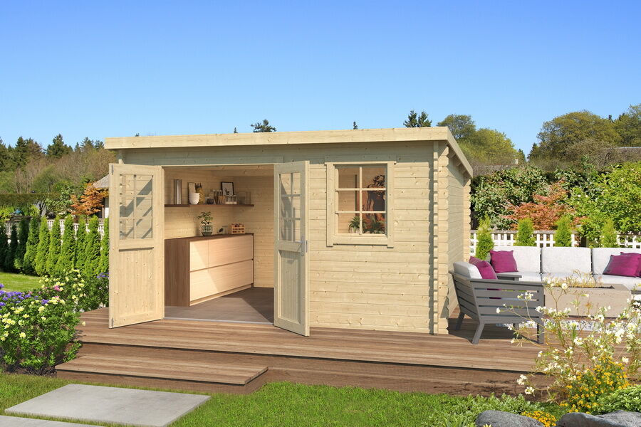 Gartenhaus AMIRA 320 PLUS; 380 x 320 cm; 40 mm Blockbohlen; inkl. Dachpappe