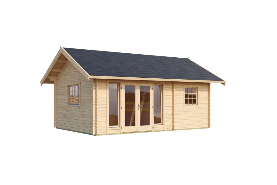 Gartenhaus CAROLINE 2.1 575x390 cm; 40mm Doppelnut; Schlafboden+Fussboden