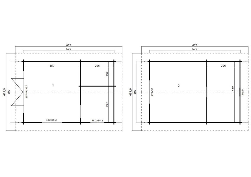 Gartenhaus CAROLINE 2.2 575x390 cm; 40mm Doppelnut; Schlafboden+Fussboden