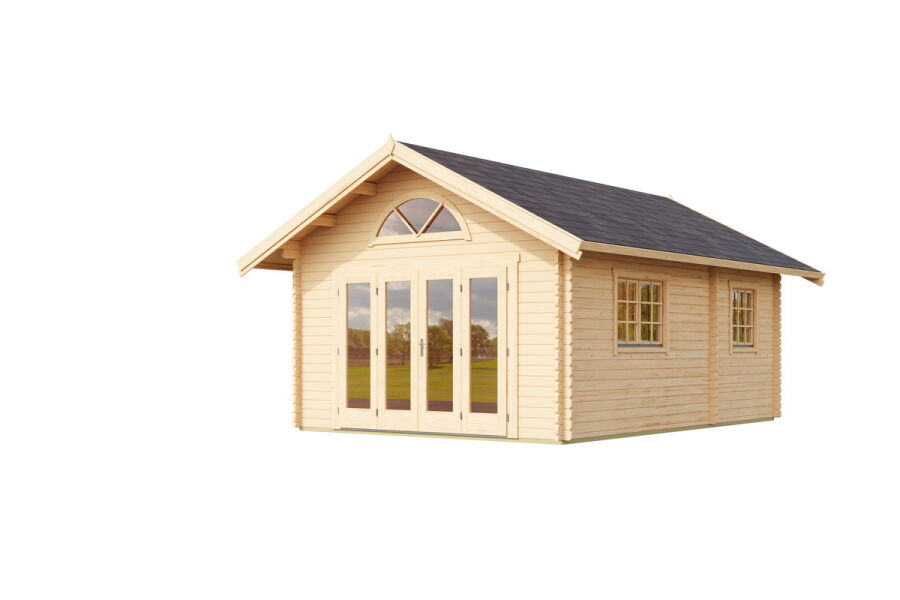 Gartenhaus CAROLINE 2.3 575x390 cm; 40mm Doppelnut; Schlafboden+Fussboden