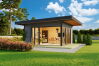 Lasita Maja Premium Gartenhaus DOMEO 9 ISO Natur/Anthrazit; 450 x 450 m; 70 mm Doppelnut; inklusive Boden