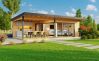 Lasita Maja Premium Gartenhaus DOMEO 10 ISO Natur/Anthrazit; 450 x 450 cm + 400 Schleppdach; 70 mm Doppelnut; inklusive Boden