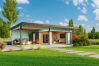 Lasita Maja Premium Gartenhaus DOMEO 10 ISO Natur/Anthrazit; 450 x 450 cm + 400 Schleppdach; 70 mm Doppelnut; inklusive Boden