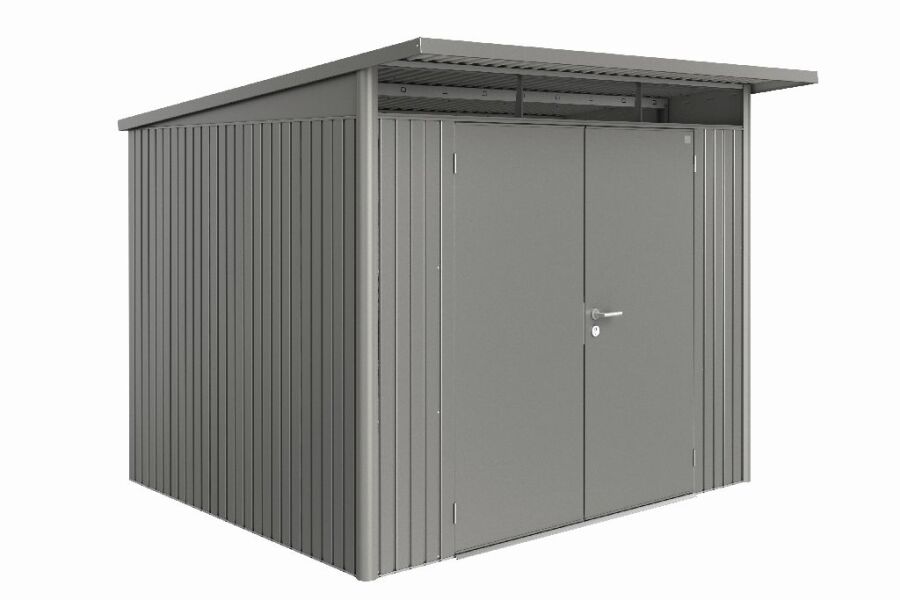Biohort Gerätehaus AvantGarde Gr. A6 quarzgrau-metallic mit Doppeltür 260 x 260 x 218