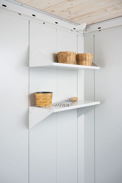 Biohort Regalboden Gerätehaus Neo grauweiß, 2 Böden 56 x 26 x 17,3