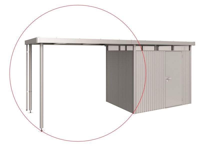 Biohort Seitendach L zu Gerätehaus HighLine H4 silber-metallic 282 x 275 x 222