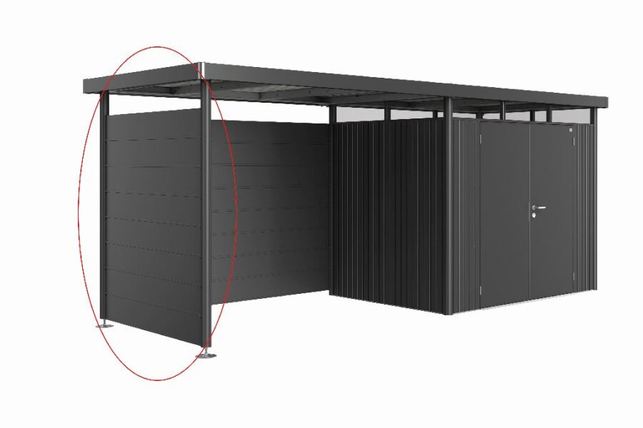 Biohort Seitenwand für Seitendach zu Gerätehaus HighLine H2 dunkelgrau-metallic 157 x 2,5 x 181