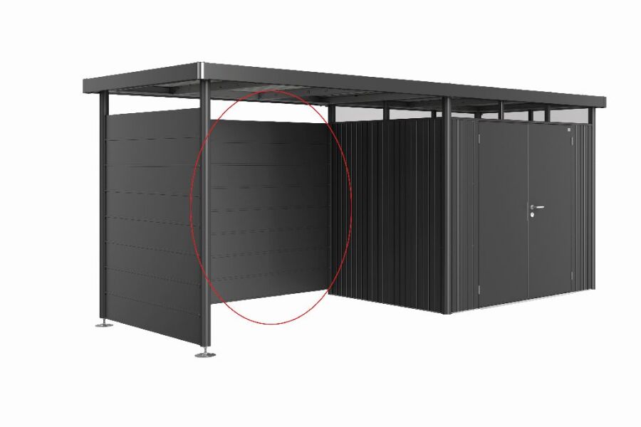 Biohort Rückwand für Seitendach zu Gerätehaus HighLine H2-H6 dunkelgrau-metallic 266 x 4 x 181