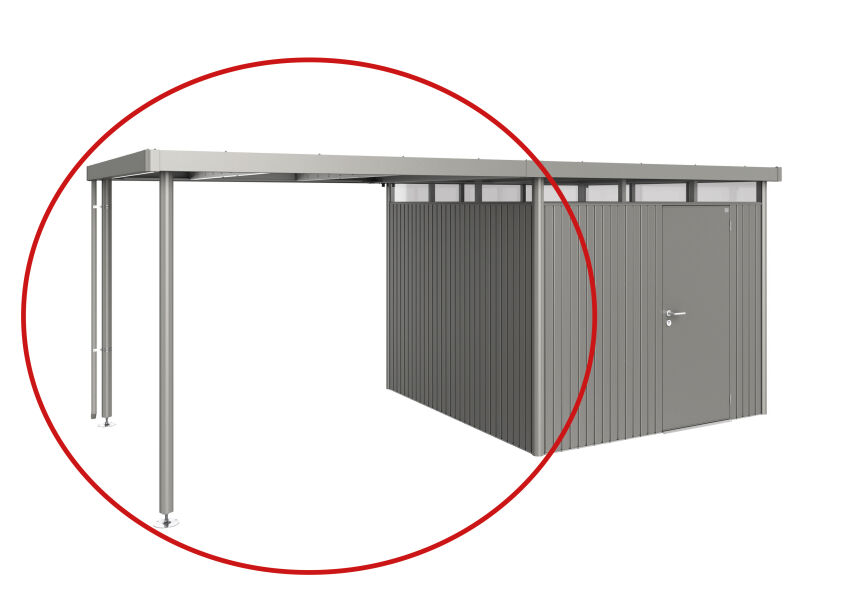 Biohort Seitendach L zu Gerätehaus HighLine H2 quarzgrau-metallic 282 x 195 x 222