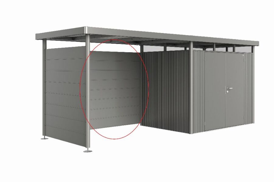 Biohort Rückwand für Seitendach zu Gerätehaus HighLine H2-H5 quarzgrau-metallic 266 x 2,5 x 181